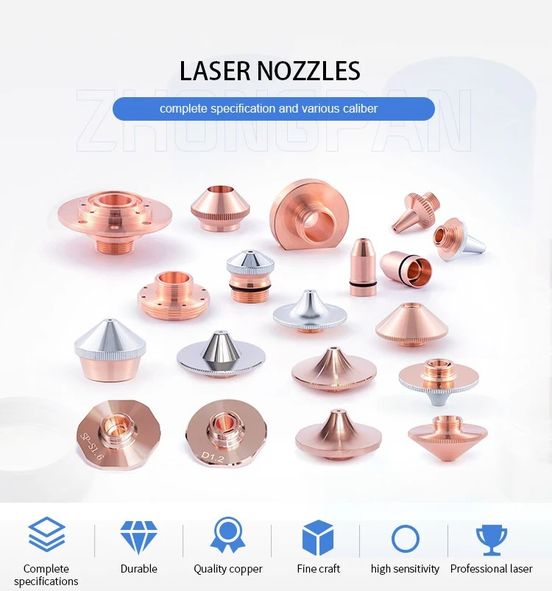 Fiber laser cutting and welding nozzles